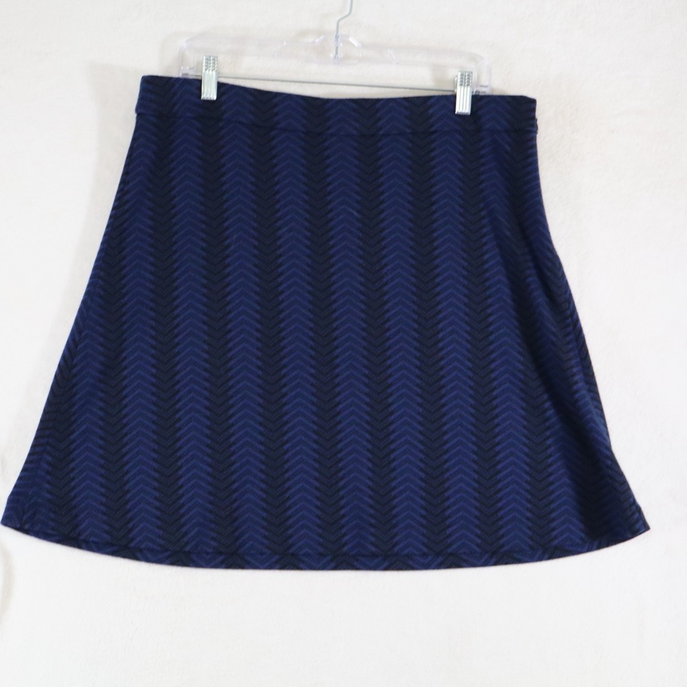 Ann Taylor Womens 14 Navy Blue Black Chevron Jacquard Knit A-Line Skirt Career